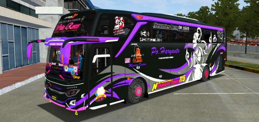 Bus Haryanto White RosesHR 115 Full Aksesoris