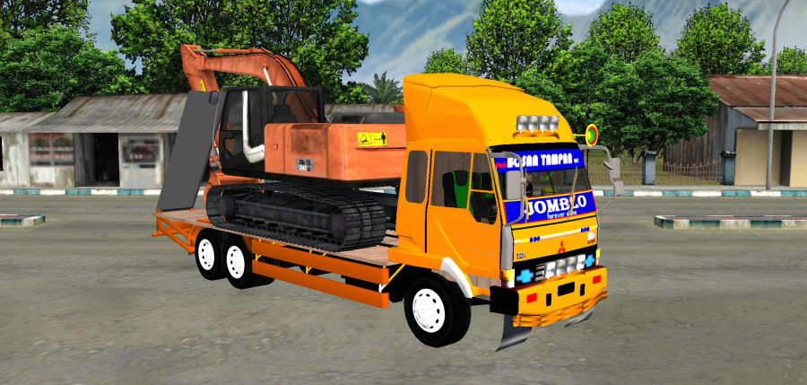 Truck Fuso Fighter Angkut Excavator