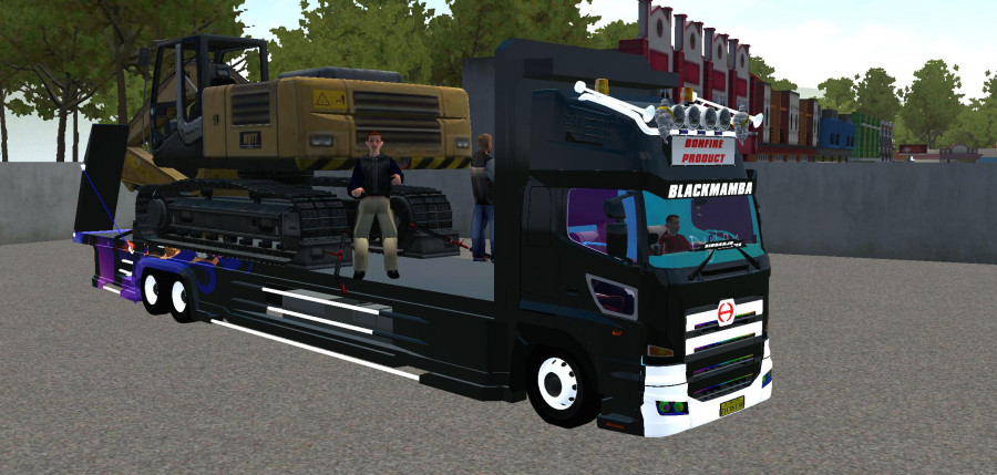 Truck Hino Profia Angkut Eskavator